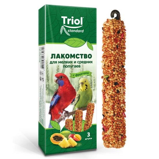 Triol Standard лакомство для мелких и средних попугаев с фруктами, 3 шт, 80 г