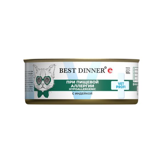 Best Dinner VET PROFI Hypoallergenic консервы для котят и кошек, индейка, 100 г