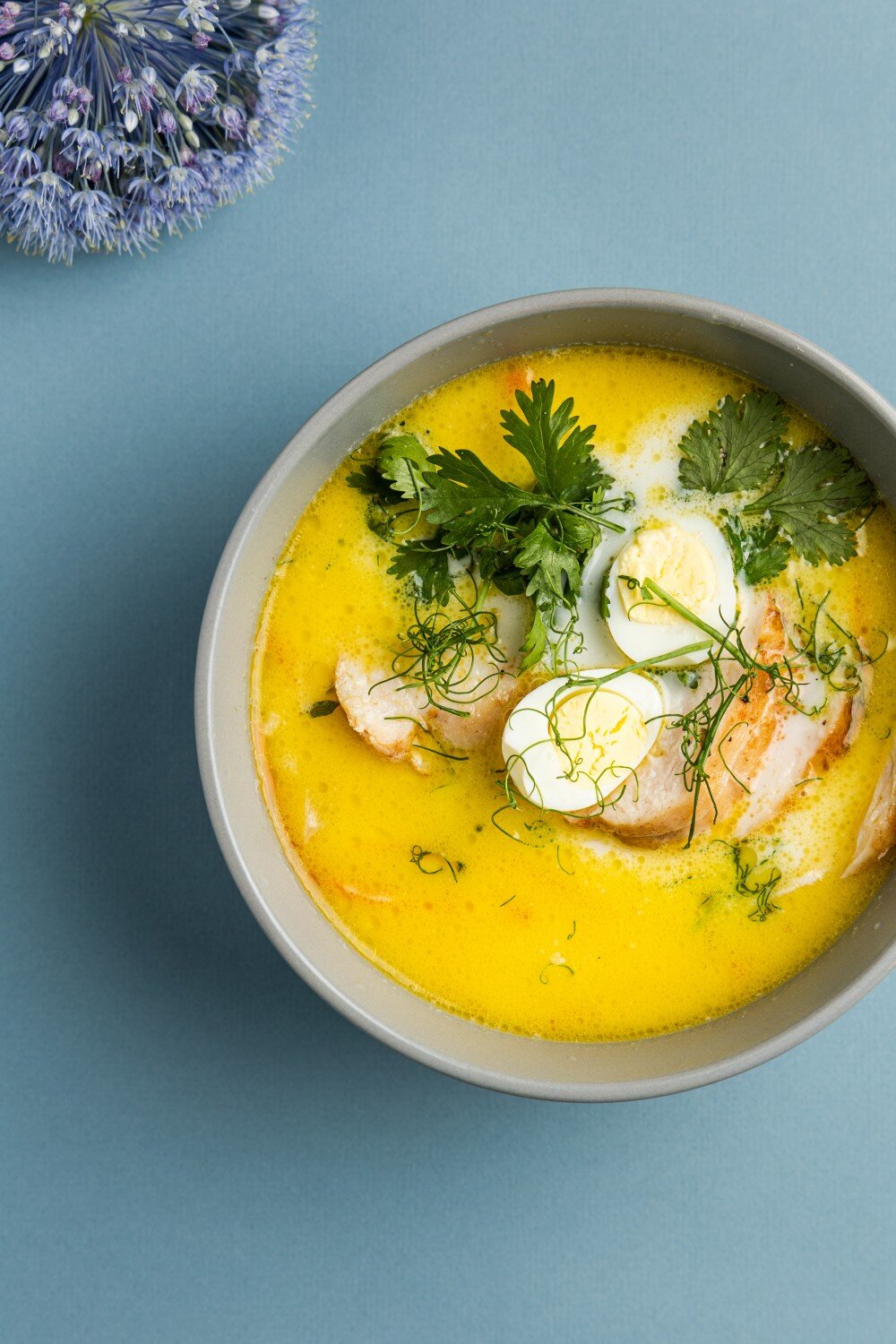 Суп орзо с кокосовым молоком и индейкой