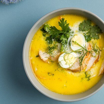 Суп орзо с кокосовым молоком и индейкой