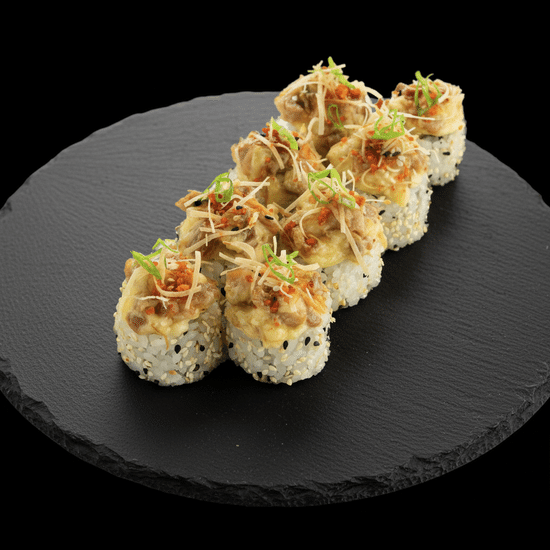 Запеченный ролл с курицей терияки