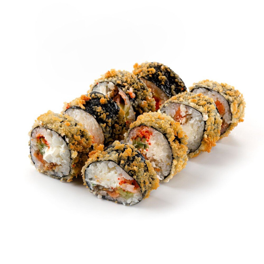 Жареный ролл креветка лосось