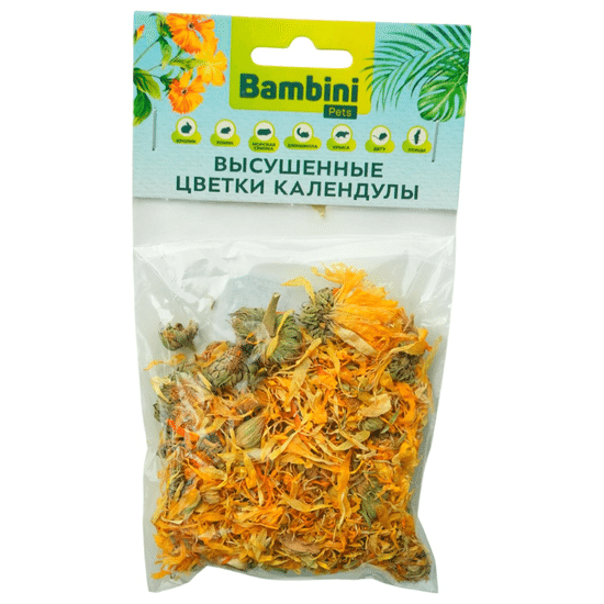 Bambini Pets лакомство для грызунов и кроликов, высушенные цветки календулы, 10 г