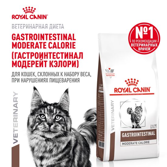 ROYAL CANIN Гастроинтестинал Модерейт Кэлори сухой корм для взрослых кошек при расстройствах пищеварения, склонных к набору веса, 0,35 кг