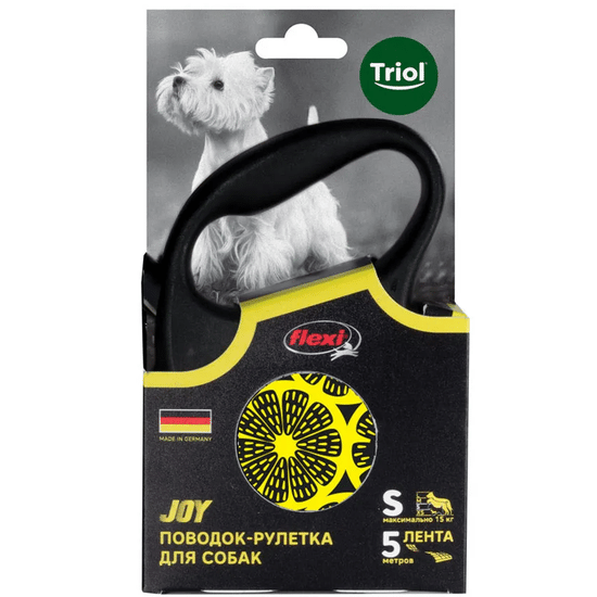 Flexi Joy Lemon поводок-рулетка для собак до 15 кг, лента 5 м, размер S