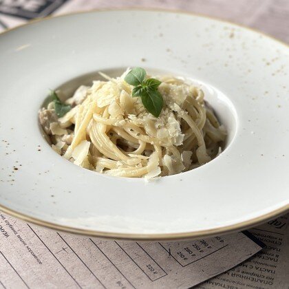 Паста с белыми грибами