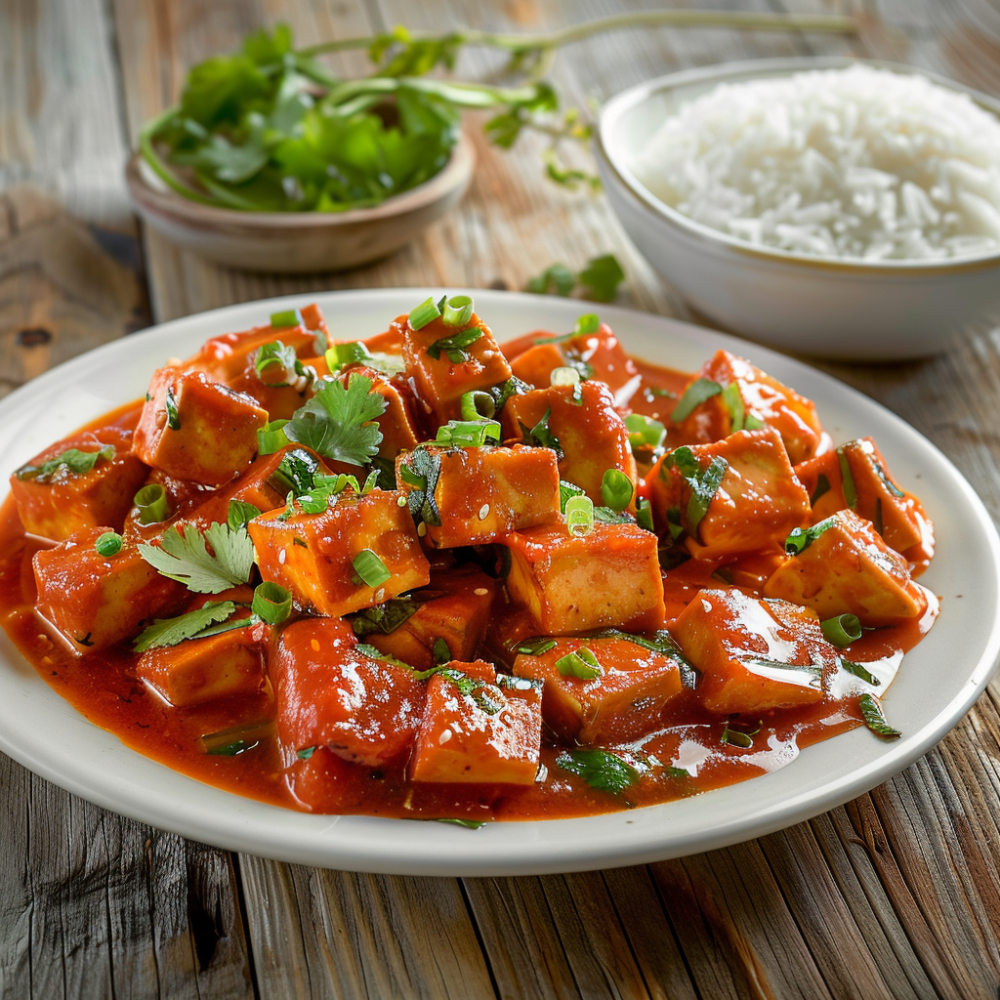 Жаренный тофу с томатным соусом