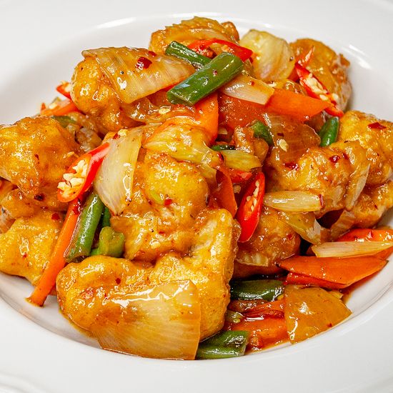 Филе судака с овощами