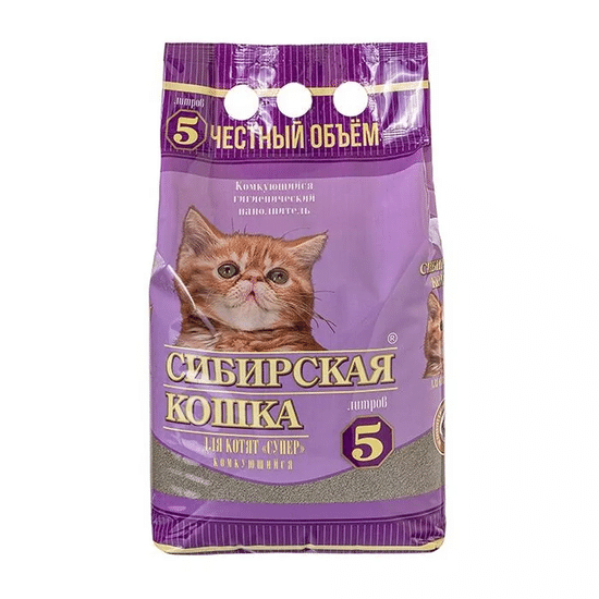 Сибирская Кошка Супер наполнитель комкующийся для котят, 5 л