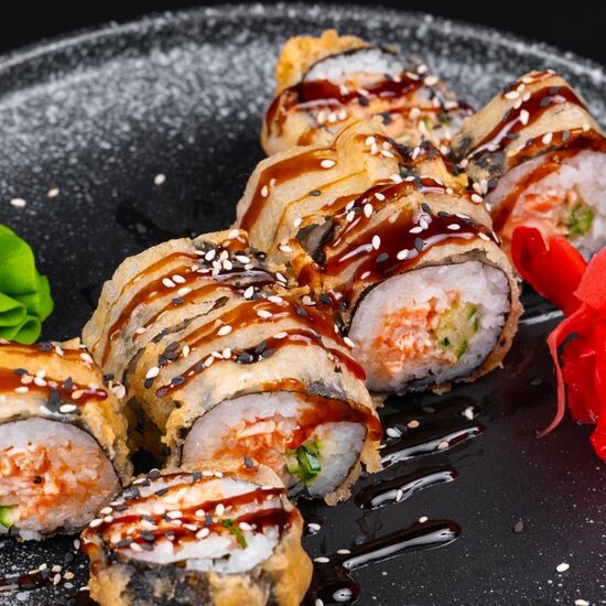 Жареный с лососем