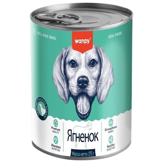 Wanpy Dog консервы для собак, ягнёнок, 375 г