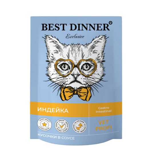 Best Dinner Exclusive VET PROFI Gastro Intestinal пауч для кошек, индейка в соусе, 85 г
