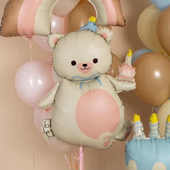 ≈ 99 см, Фигура, Мишка с кексиком, Кремовый, Сатин