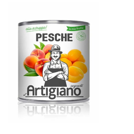 Персики Artigiano половинки в сиропе, 3050 г