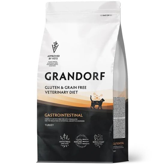 GRANDORF Veterinary Diet Gastrointestinal диетический сухой корм для кошек при заболеваниях желудочно-кишечного тракта, индейка, 400 г