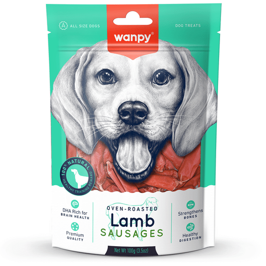 Wanpy Dog лакомство для собак, сосиски из мяса ягнёнка, 100 г