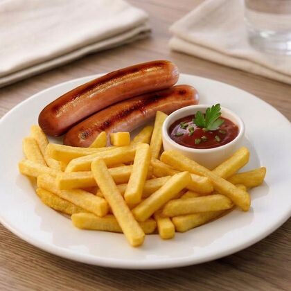 Картофель фри с сосисками