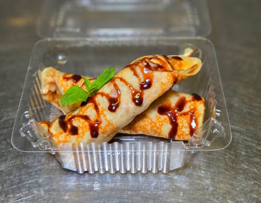 Блины с бананом и шоколадом