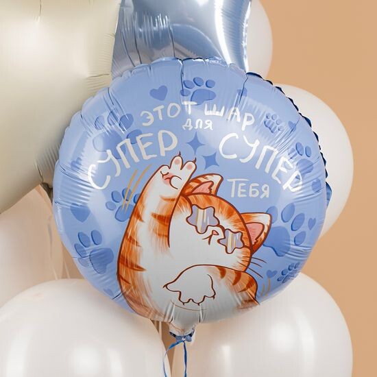 45 см, Круг, Шар для Супер Тебя (котик)