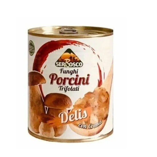 Грибы белые Serbosco резаные жареные Delis, Италия, 800 г