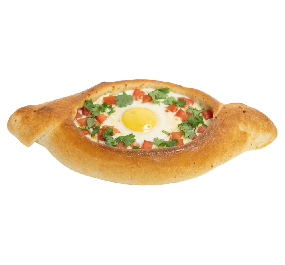 Хачапури по-Аджарски с помидором и зеленью