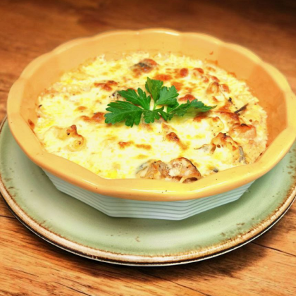 Запеканка из морепродуктов с сыром