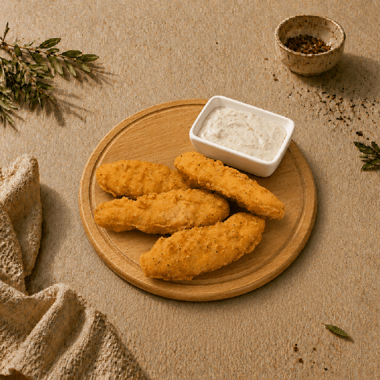 Стрипсы куриные с белым соусом