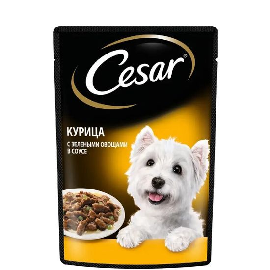 Cesar пауч для взрослых собак, курица с зелёными овощами в соусе, 85 г