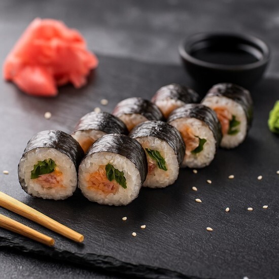 Маки с беконом