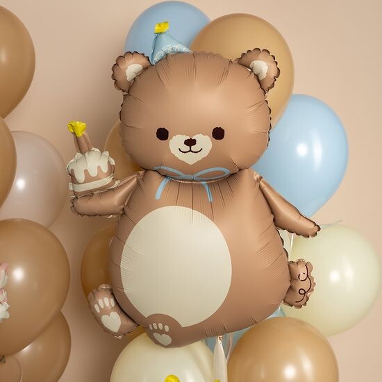 ≈ 99 см, Фигура, Мишка с кексиком, Коричневый, Сатин